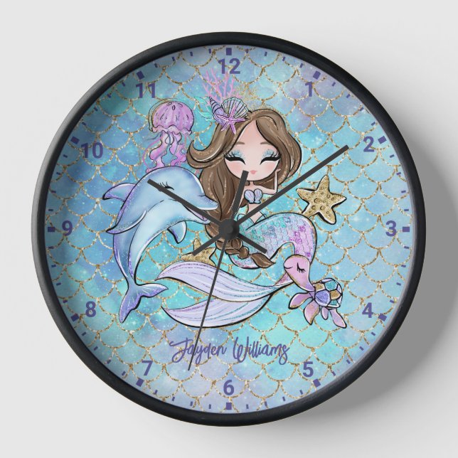 Reloj Chicas del Personalizado del pelo de la sirena mar (Anverso)