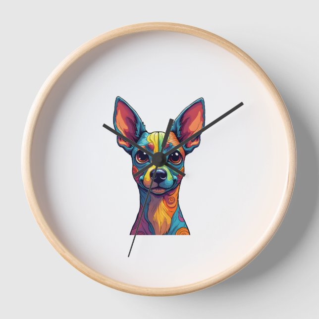 Reloj Chihuahua  Abstract Painting  Colour  Cute Dog (5) (Anverso)