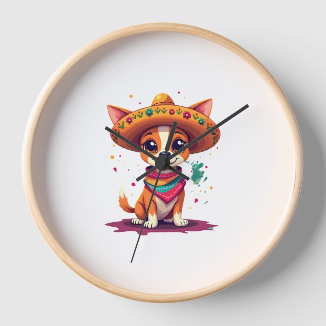 Reloj Chihuahua  Mexico  Cinco de Mayo  Funny Dog   (6) (Anverso)