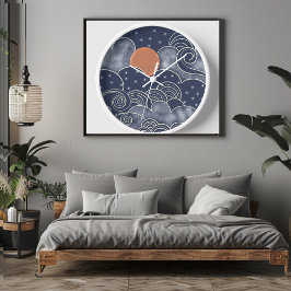 Reloj cielo azul de la luna abstracta