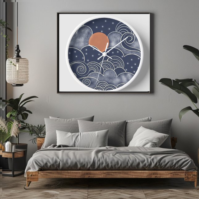 Reloj cielo azul de la luna abstracta (Subido por el creador)
