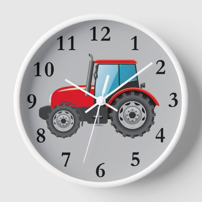 Reloj circular del Tractor rojo animado (Anverso)