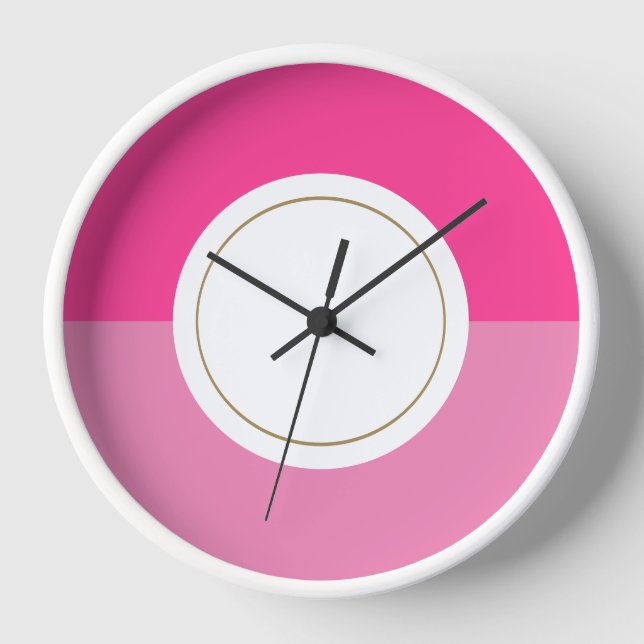 Reloj Círculo central moderno de dos tonos rosados y bri (Anverso)
