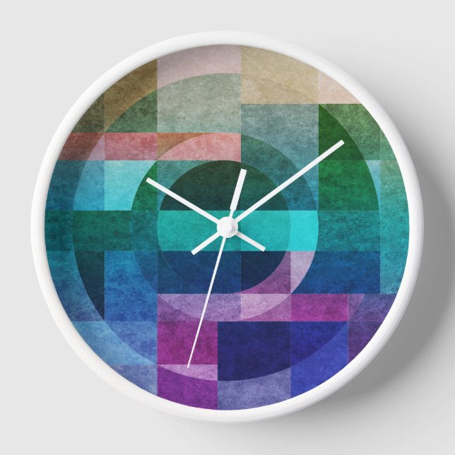 Reloj Círculo geométrico abstracto moderno azul verde ro (Anverso)
