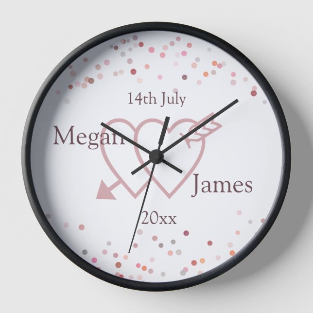 Reloj Círculos confetti rosados (Anverso)