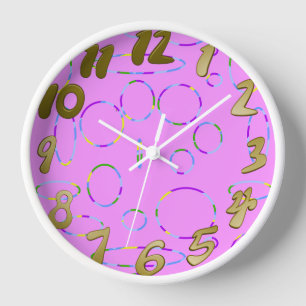 Reloj Círculos y bucles de magenta rosa moderno