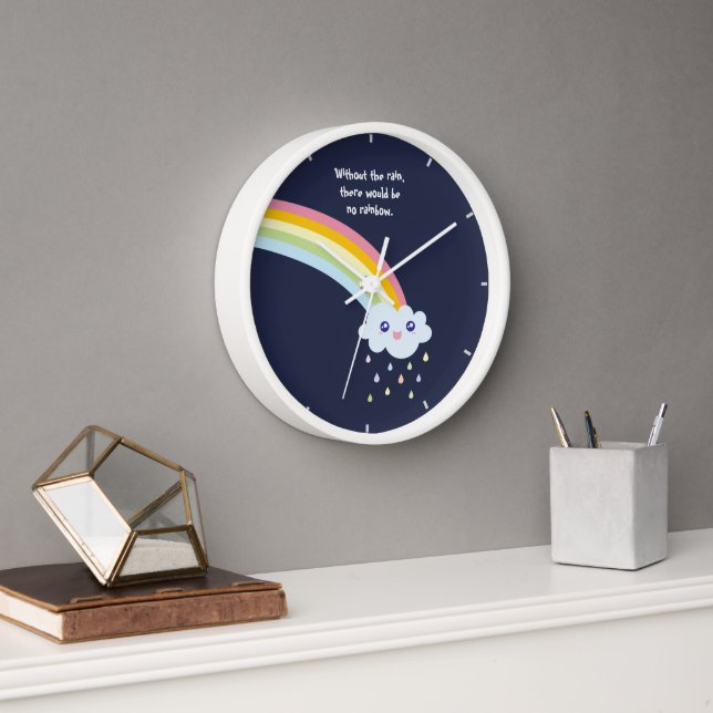 Reloj Cita inspiradora y de motivación del arco iris (Oficina)