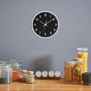 Reloj Clásica Colección Negrita Números Negros y Blanco