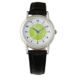 Reloj clásico de cuero negro para bolas de tenis f