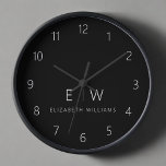 Reloj Clásico Elegante Moderno Monograma Minimalista Nom<br><div class="desc">Mejore su decoración en casa con nuestro elegante reloj de pared Minimalista clásico. Este exquisito reloj combina a la perfección la elegancia atemporal con el minimalismo contemporáneo, elevando el espacio vital a nuevos niveles de sofisticación. Diseñado con precisión y meticulosa atención a los detalles, este reloj de pared es más...</div>