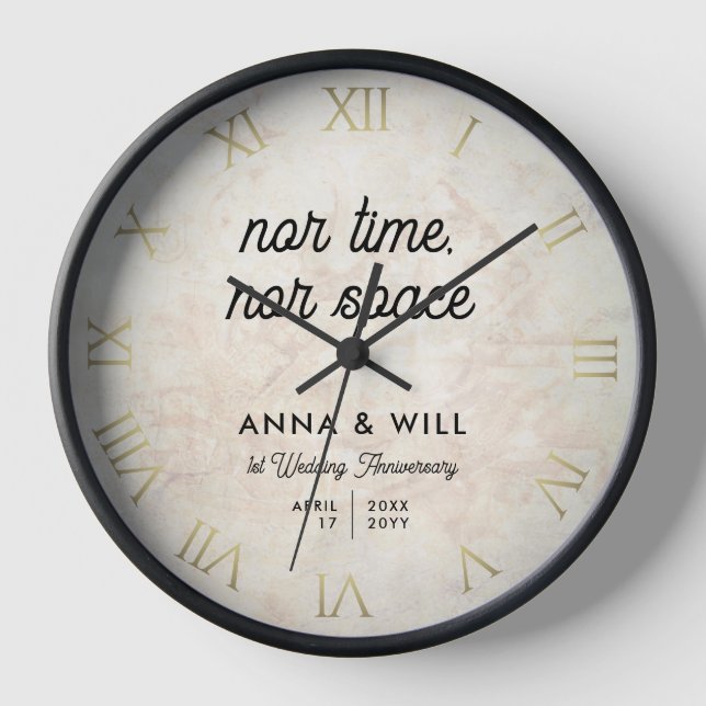 Reloj Clásico moderno Cita de amor 1er aniversario Boda (Anverso)