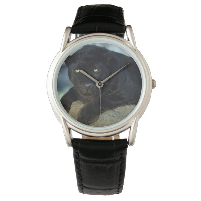 Reloj clásico para hombres/gato negro de vida salv (Anverso)