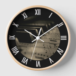 Reloj Claves de piano de música antigua
