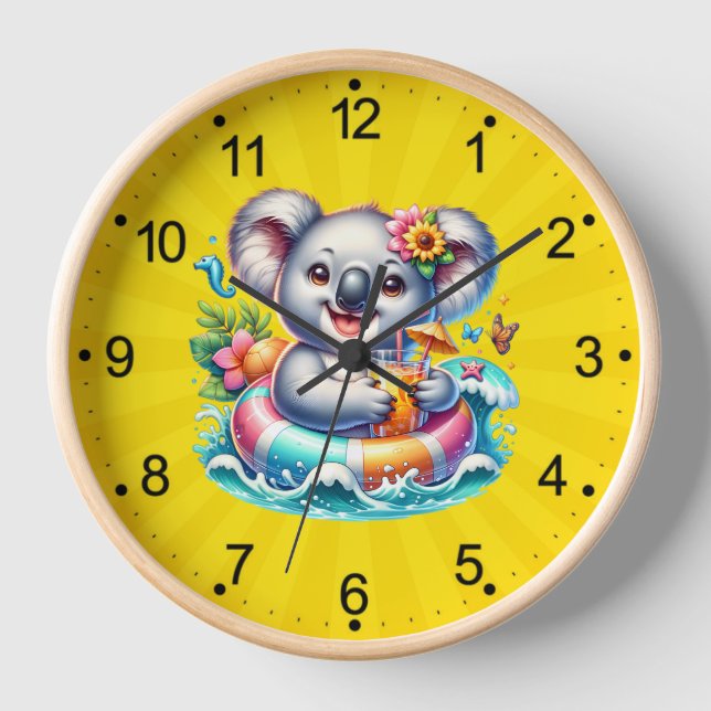 Reloj Clipart de sublimación de koala de verano-97702 (Anverso)