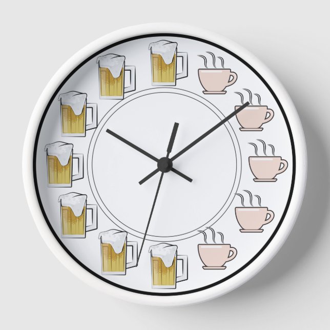 Reloj Clock divertido de cerveza y café (Anverso)