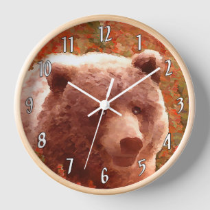 Reloj Club de oso pardo en pintura de marihuana de fuego
