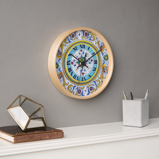 Reloj Cocina con motivos florales intrincados Deruta Mot (Oficina)