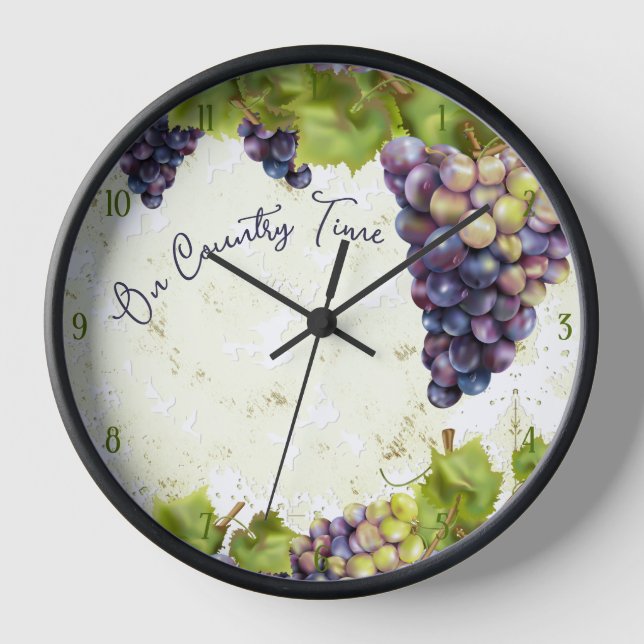 Reloj Cocina de campo botánica de uvas (Anverso)