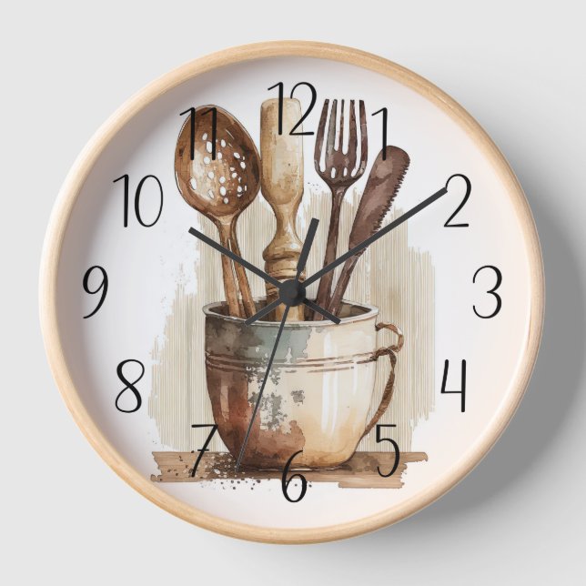 Reloj cocina de granja del condado de moda rústica (Anverso)
