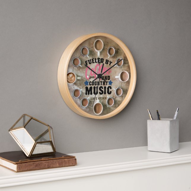 Reloj ☕ Coffeecore Clock Coffee Memes de música country (Oficina)