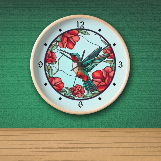 Reloj Colibrí de flores rojas (Subido por el creador)