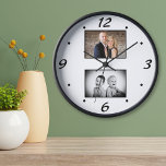 Reloj Collage de fotos de mantenimiento de la familia mo<br><div class="desc">Crea tu moderno reloj de collage de fotos de keepsake familiar. Personaliza con 2 de tus fotos familiares favoritas y haz tu propio reloj de pared personalizado para tu casa o un regalo.</div>