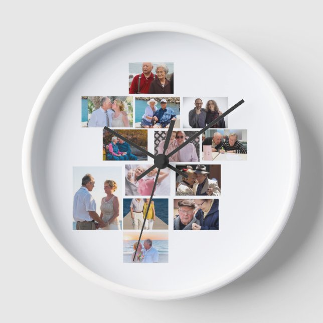 Reloj Collage de fotos del aniversario 13 personalizado (Anverso)