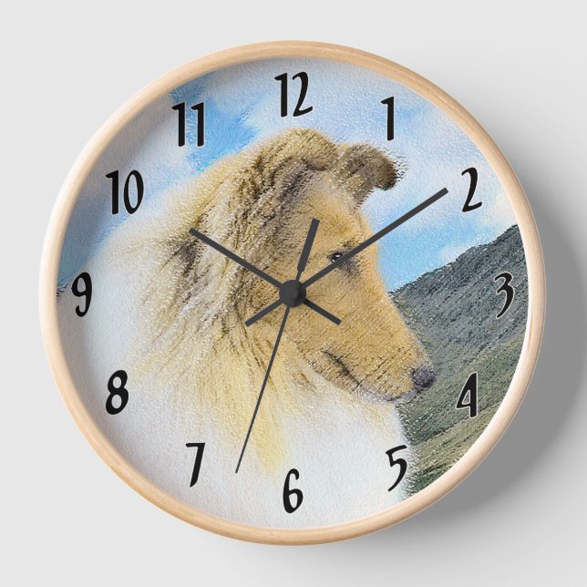Reloj Collie in Mountains (Rough) Pintura - Perro Art (Anverso)