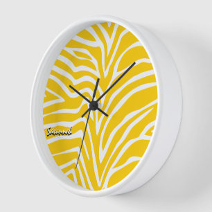 Reloj Color de cualquier cebra amarillo mostaza personal