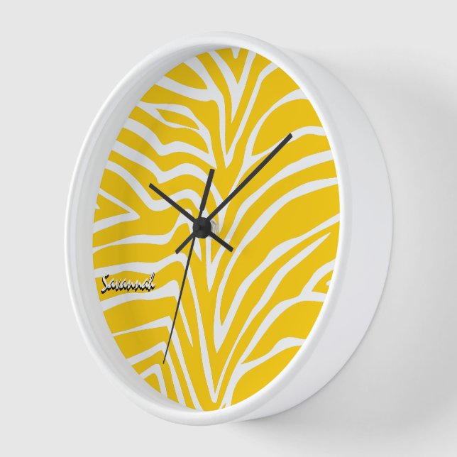Reloj Color de cualquier cebra amarillo mostaza personal (Ángulo)