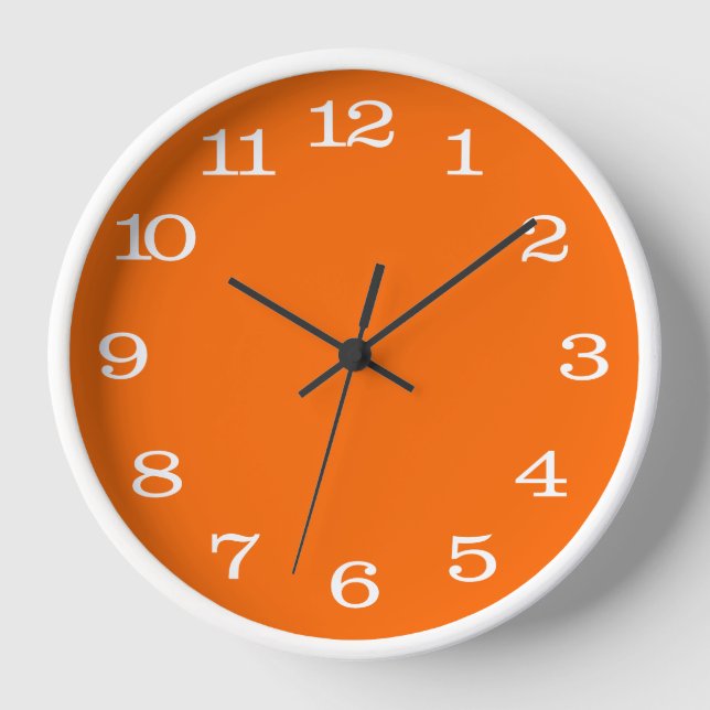 Reloj color sólido naranja de neón blanco (Anverso)