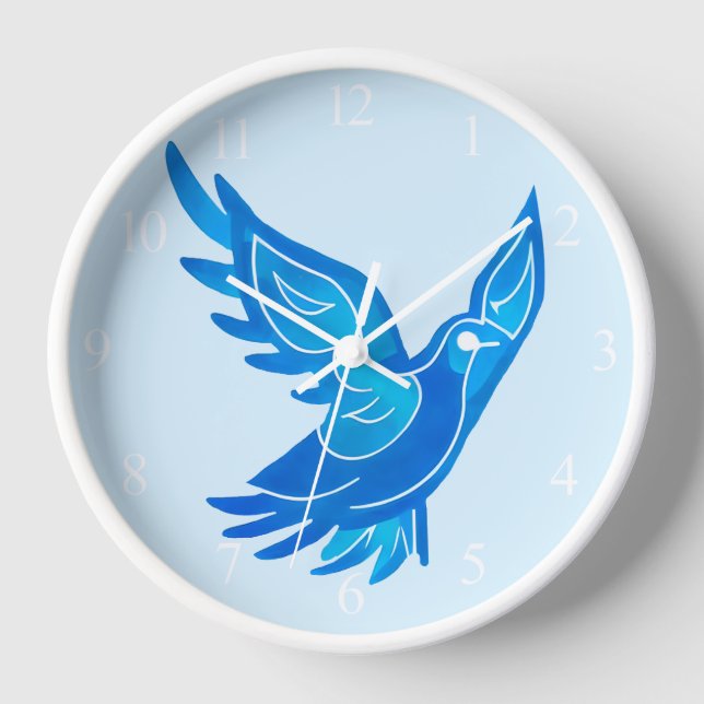 Reloj Colores de agua azules y blancos (Anverso)