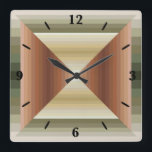 Reloj Colores De Arte De Patrón Marrón, Verde Y Tan Raya<br><div class="desc">Reloj cuadrado de pared, decoración de arte de pared y decoración de mobiliario de casa accesorio impreso con colores de marrón, verde y tan rayado diseño de arte y selecto colección de productos de TheFabricSeal en Zazzle.com #ZazzleMade Horizontal y Vertical rayas de línea de patrón repeticiones geométricas a través de...</div>