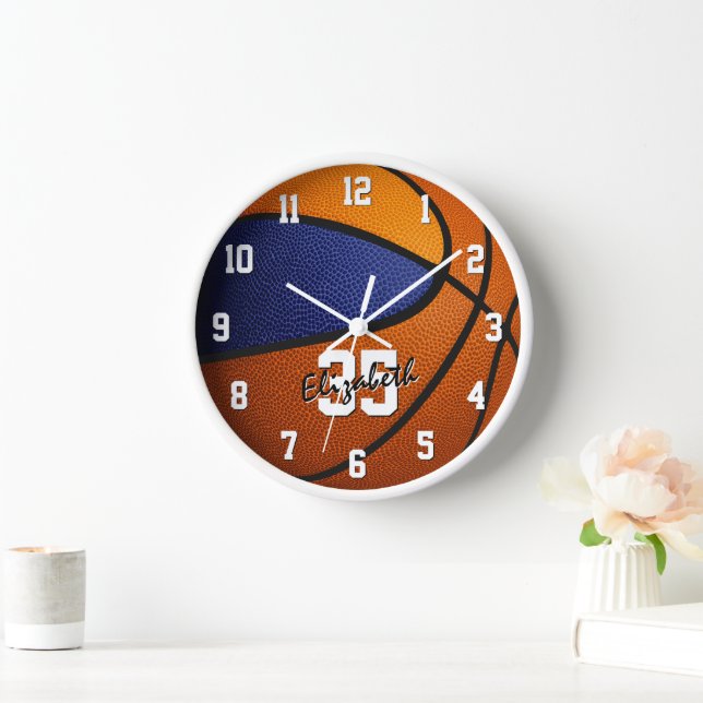 Reloj colores del equipo naranja azul del baloncesto per (Hogar)