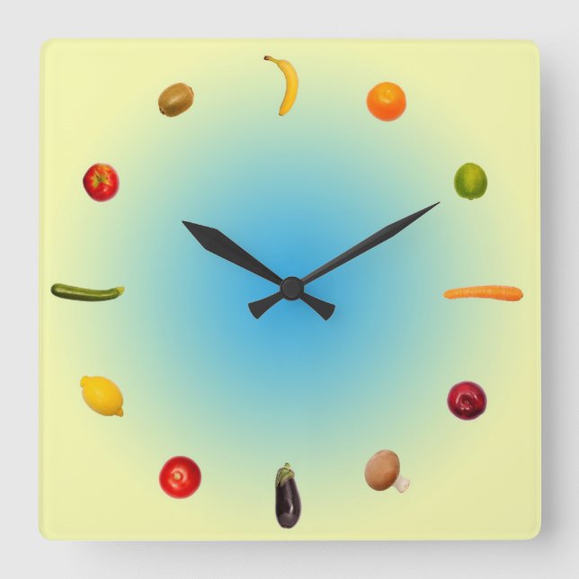 Reloj colorido con verduras y frutas (Anverso)
