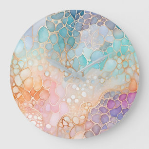 Reloj colorido de pared de arte de tinta abstracta