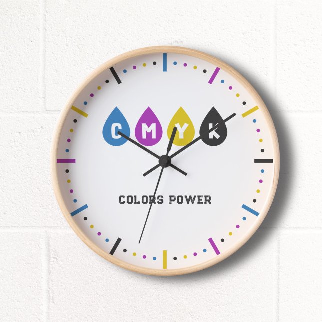 Reloj colorido de tinta CMYK (Colorful CMYK Ink Drops Clock)