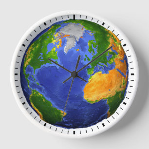 Reloj Completa La Tierra Mostrando Datos Topográficos.