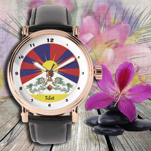 Reloj con bandera tibetana, diseño/moda tibetana (Subido por el creador)