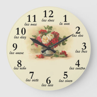 Reloj con imagen vintage y números en español