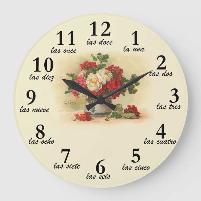 Reloj con imagen vintage y números en español (Anverso)