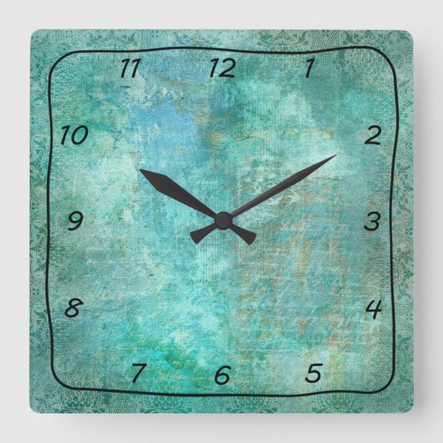 Reloj con motivos verde azulados y turquesa (Anverso)