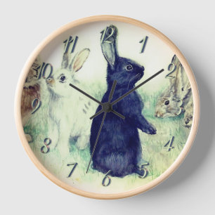 Reloj Conejitos vintage, feliz Pascua
