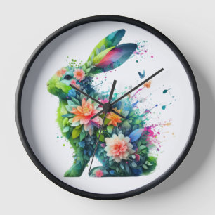 Reloj Conejo de conejo con energía eléctrica de flores
