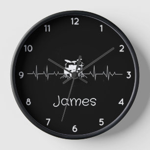 Reloj Conjunto de tambores vintage personalizado Música 