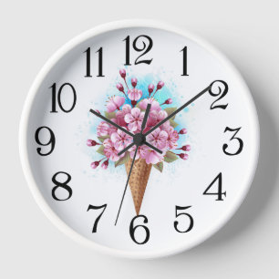 Reloj Cono de waffle de helado de Sakura rosa
