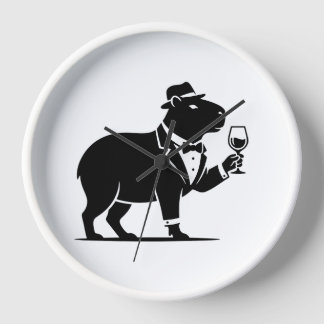 Reloj Copa de vino divertida de capybara minimalista mod