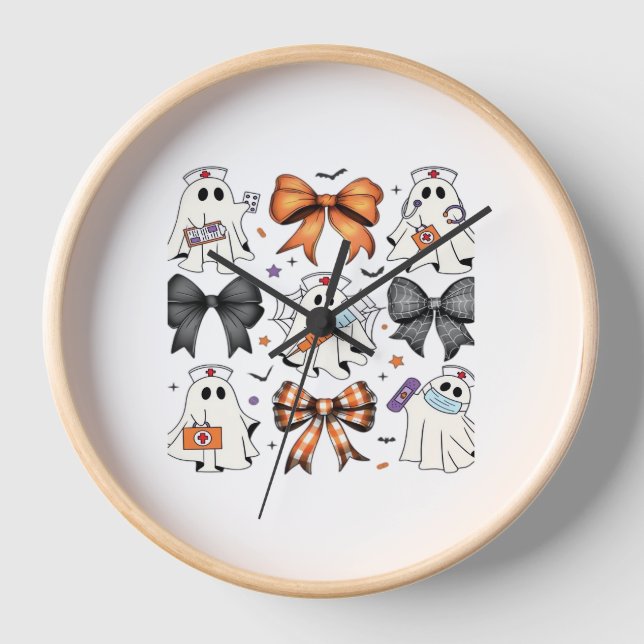 Reloj Coquette Halloween Ghost Nurse Classic T-Shirt (Anverso)