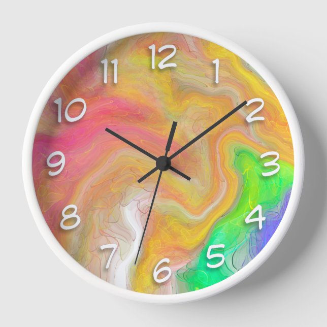 Reloj Coral, azul, verde, rosa Abstrato de arte fluido (Anverso)