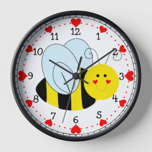 Reloj Corazones de abejas cutas numerados